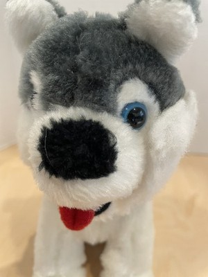 Gray White Husky Dog Wolf With Blue Eyes Plush Stuffed 1986 Chase Inc. 8  EUC