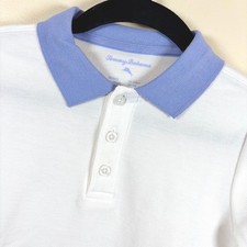 Tommy Bahama Boys Mesh Polo Shirt S 5-6 White Periwinkle Preppy Classic NEW