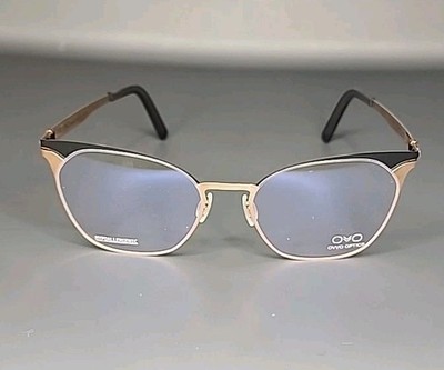 OVVO Optics 3936 14k Gold / Black Handmade Titanium Eyeglass Frame 51/18/135