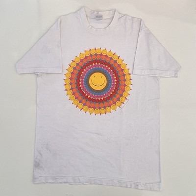 Vintage 90 s LSD Acid House Psychedelic Smiley Face Fractal T Shirt Men s Large