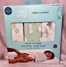 0-3 M Winnie the Pooh Disney Baby Aden + Anais 3 Pack Easy Swaddle Zipper Bottom