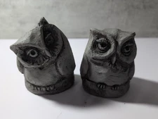 2012 The Stone Bunny Pair of Gray Owls Statue/Figurine by Telle M. Stein