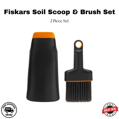 Fiskars Planting Scoop & Brush | Indoor Potting Cleanup Tool Set
