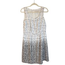 Ann Taylor Loft Dress White 10 Women Sleeveless Ombre Animal Print Fit & Flare