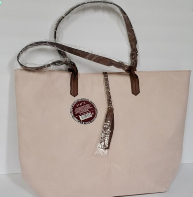 Arcadia Braided Handle Boho Shimmer Tote Bag Faux Leather NWT!