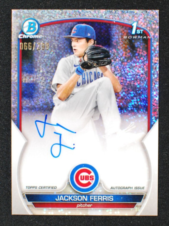 âš¾ JACKSON FERRIS - 2023 Bowman Chrome 1st SPECKLE REFRACTOR AUTO RC /299 - Cubs