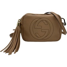 GUCCI Soho Disco Bag 308364 Leather Beige Shoulder Bag with Dust Bag #OK3139