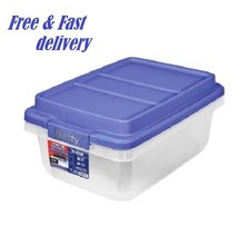 Hefty 18 Quart Clear Storage Bin With Blue Hi Rise Lid FREE SHIPPING