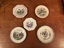 Lot of 5 Antique Childs Transferware Plates Franklins Maxims Staffordshire