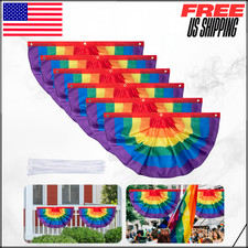 Rainbow Pride Pleated Fan Bunting Flag 3x1.5 FT LGBTQ Banner 6 Pack