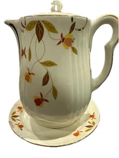 Vintage Hall Superior Jewel Tea Autumn Leaf Rayed Coffee Pot with Lid