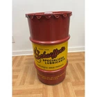 Schaeffers Lubricants Metal Oil Barrel Drum Red Yellow Vintage Advertising Sign