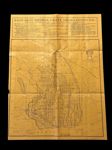 1914 Imperial Valley CA Tract Map Irrigation District Thurston Rock El Centro