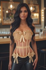 Top Drawer Steel Boned Nude Mesh Underwire Bustier Corset