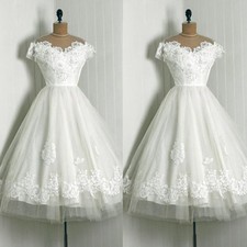 Short Wedding Dresses Off Shoulder Beaded White Ivory Lace Applique Bridal Gowns
