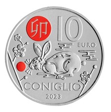SAN MARINO 2023 10 Euro coin Chinese Lunar Calendar  Rabbit  Brilliant UNC