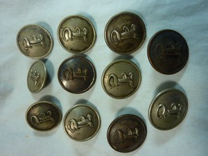 WWI-WWII-WBC London Engineer " E " US Army/English Coat Buttons-Lot of 11