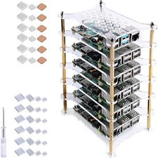 6-Layers Cluster Case Rack Case with Heatsinks Stackable Enclosure for Raspberry