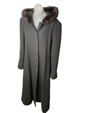 Donnybrook Full Length Wool Fur Trim Hooded Coat Made In Russia 14 Large