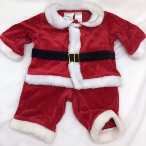 Traje de Santa Claus rojo blanco parte superior inferior algodón poliuretano unisex 3-6 meses mini ropa - Imagen 1 de 7