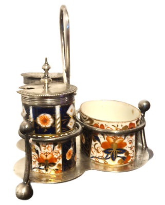 Antikes Imari Stil Kruzifix Set um 1880, Taylor Tunnicliffe & Co. versilbert