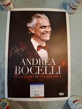 Andrea Bocelli Signed 19X13 CONCERT Poster Italian Opera Singer Songwriter PSA