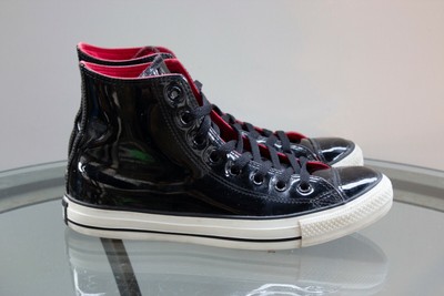 converse black patent leather hightop tennis shoes