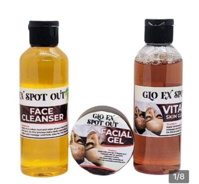 GLOEX SPOT OUT WHITENING FACE CLEANSER + VITAMIN C HAUTTONER + GESICHTSCREME GEL.