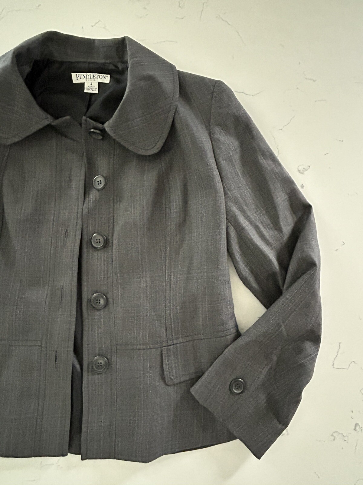 Pendleton Petite Size 4 100% Virgin Wool Gray Bla… - image 2