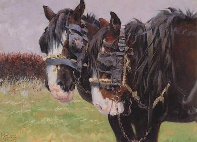  Geburtstagskarte Pferde Auenland Arbeit Pferd Landwirtschaft traditioneller Bauernhof Kunst