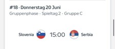 TAUSCH! EM 2024 Tickets  Slovenien - Serbien In  M�nchen