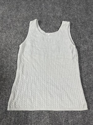 Lord & Taylor Two Ply 100% Cashmere Crew Neck Sleeveless Gray Sweater Size M