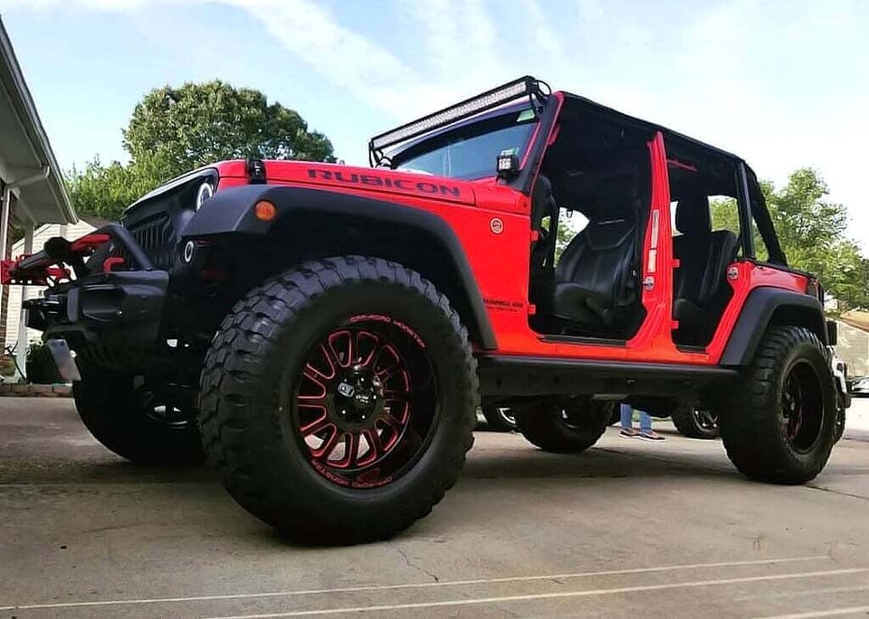 17 20 22" Off Road Monster Wheels M17 Gloss Black with Candy Red Milled