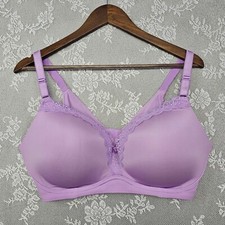 Torrid Bra 40 DDD Push-Up Wire-Free Microfiber Crochet Purple Back Smoothing