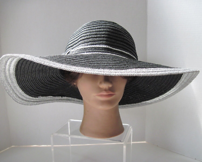 FALLS CREEK Women's Wider Brim Straw Hat Black & Silver Trim