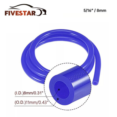 10 Feet ID: 5/16'' / 8mm Silicone Vacuum Hose Tube Engine Cooling Pipe Blue