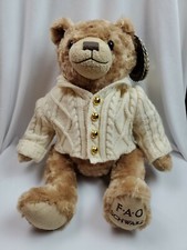 FAO Schwarz Teddy Bear 11" Anniversary Beige Plush 2017 Cardigan Sweater Tag