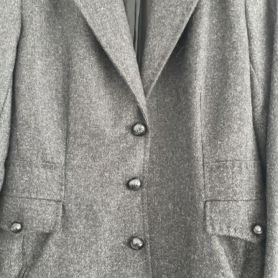 Peruvian Connection Coat Black Baby Alpaca Wool Mix Size 16 Uk Suede Collar - Image 4 of 4