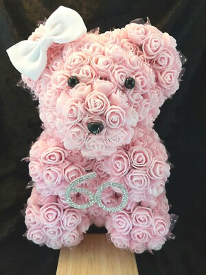 Personalisierter Diamant Rose Bär Blume Teddy 60. Geburtstag Hochzeitstag