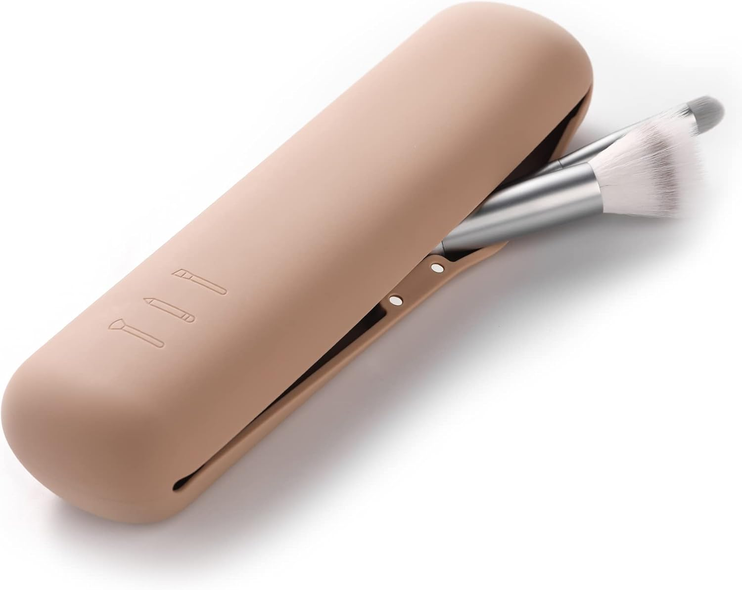 Magnetic Anti-Fall Travel Makeup Brush Holder by FERYES – Large Silicone Portable Case  