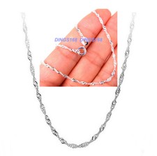 Genuine 925 Sterling Silver Tarnish-Free 1.5mm Thin Italian Wave Chain Necklace