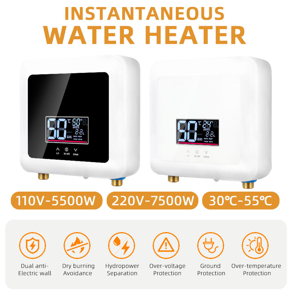 Tankless Hot Water Instant Heater Electric Shower Kitchen Boiler Bath 110V  5500W | eBay