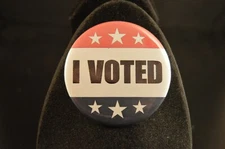 "I VOTED"  BUTTON  Large 2 1/4" pin pinback badge ELECTION INVOLVEMENT DEMOCRACY