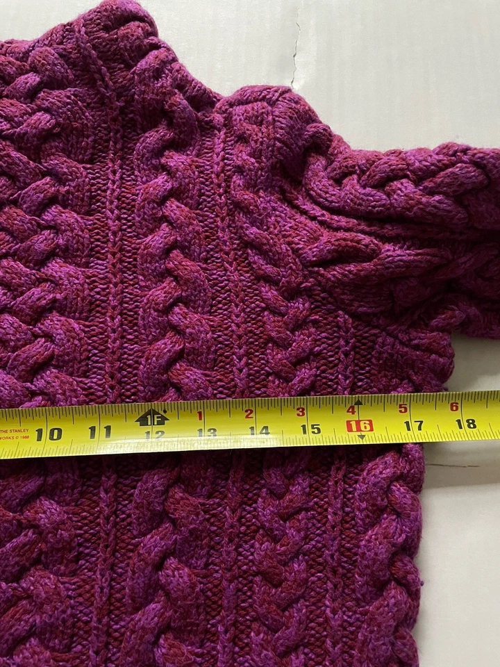 Suéter Lands End para Mujer XSP Púrpura Rojo Pescador Nórdico Cable Tejido Mezcla de Lana Foto 2 de 4