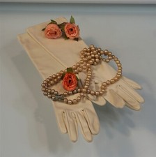 Vintage 1950s Hansen Analon Ivory Opera Gloves 15 Inches Size Small