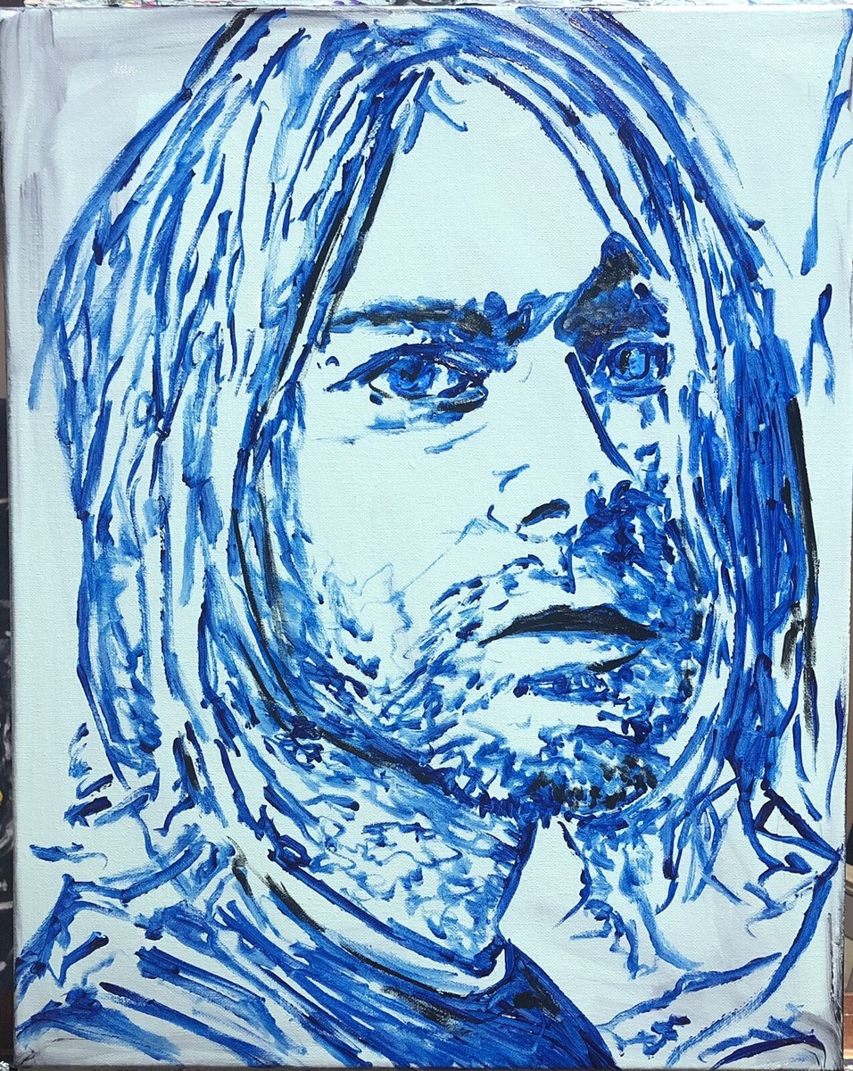 Kurt Cobain”, #michaelscottwoodcock Art Original Oil Painting