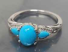 Vintage Sterling Silver 925 Turquoise band Ring size 10