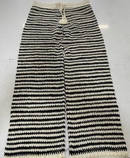 VERONICA BEARD Arzoo Cropped Crochet Cotton Knit Off White  Black Pants S