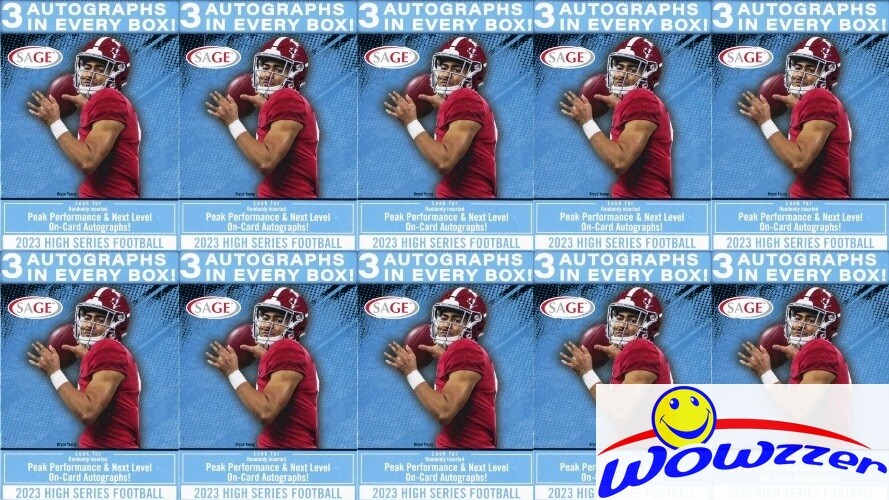 (10) 2023 Sage Football HIGH EXCLUSIVE Sealed Blaster Box-30 AUTOS+200 PARALLEL