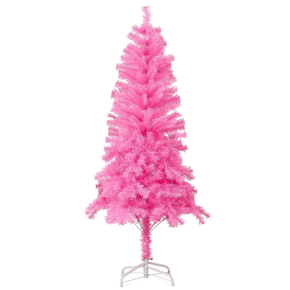 5 FT Christmas Tree Artificial Home Xmas Holiday Decoration w/Metal Stand Pink - Image 2 of 4